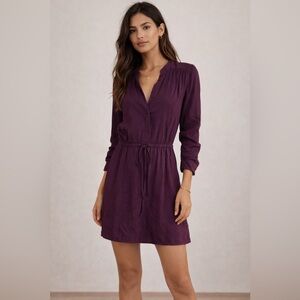 Babaton Bennett Dress XXS Plum Tie Waist 3/4 Sleeve NWT $168